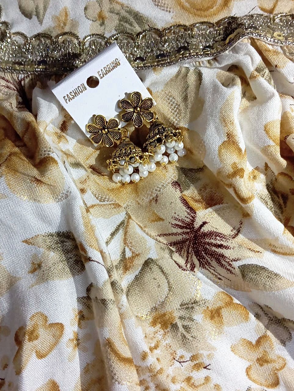 Basanti - Cream floral print kurti